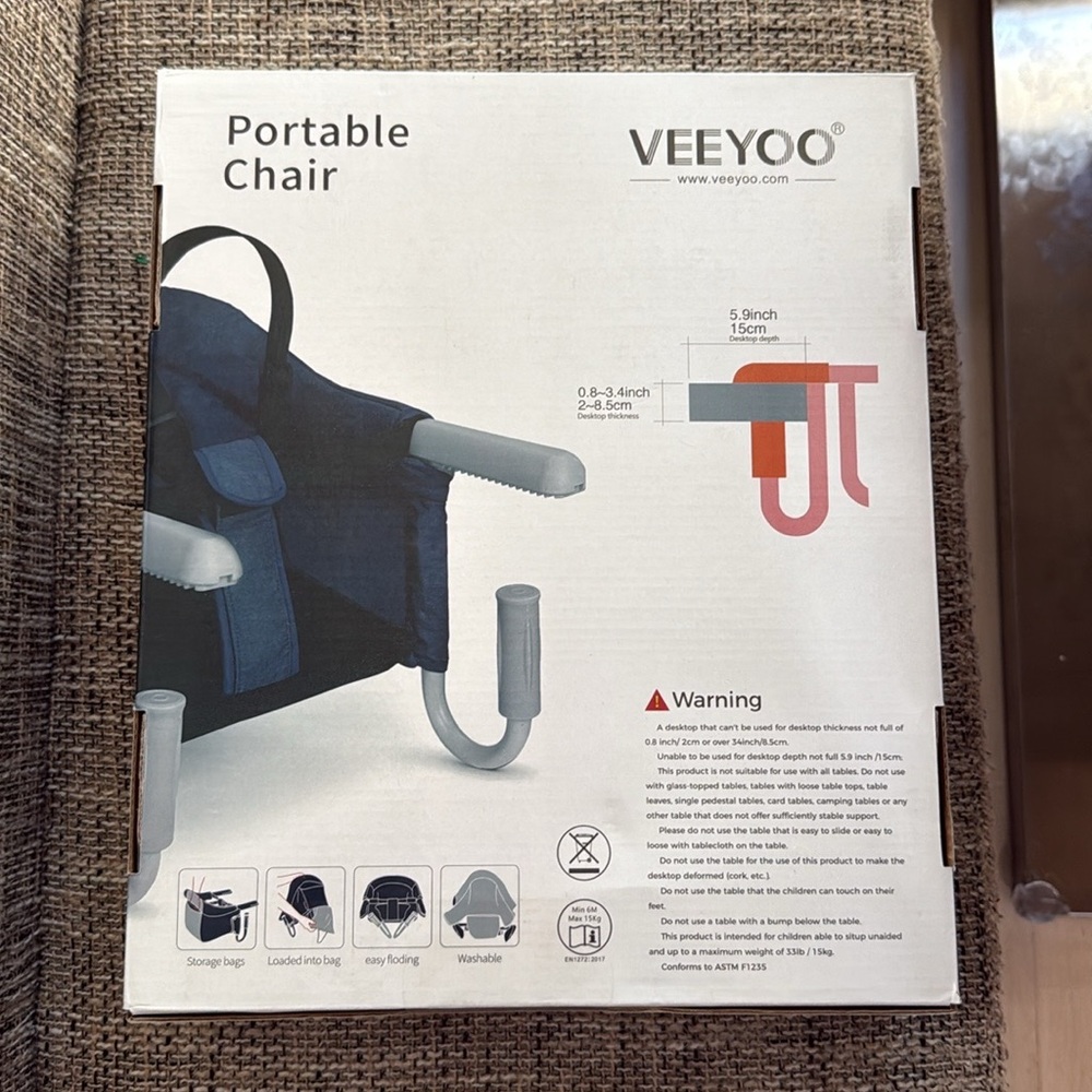 VEEYOO Portable Chair in Blue and Gray